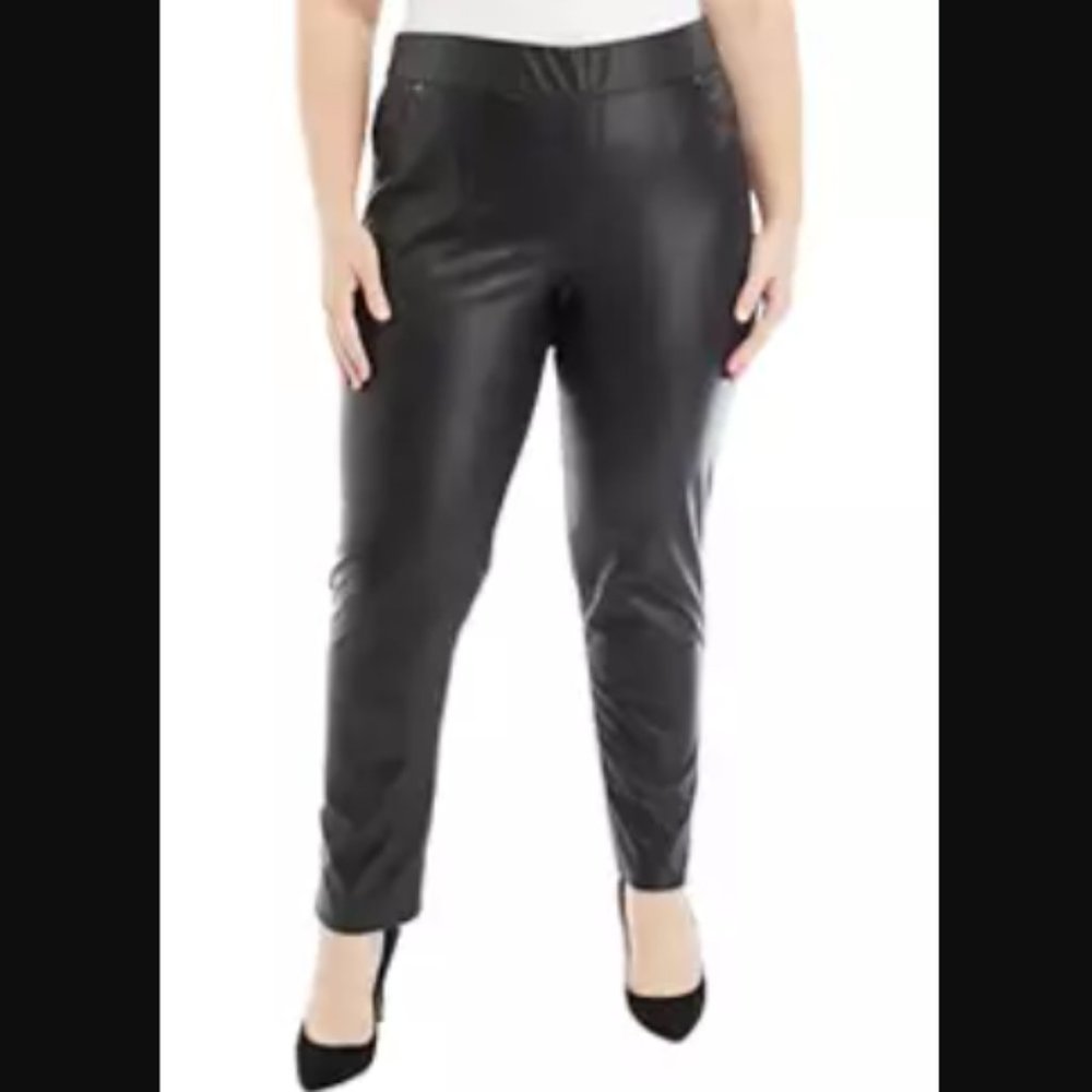 Gloria Vanderbilt Avery Slim Plus Size Petite Faux Leather Pull-on Pants, 16P